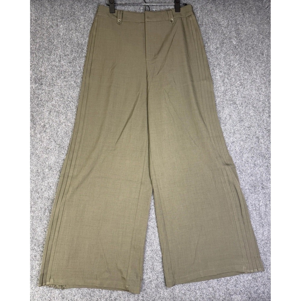 Women's Commense Green Wide Leg High Rise Pants Size Large New With Tags Stretch